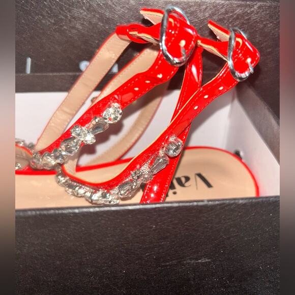 Women's Vaila Rosalind Rhinestone Ankle-Strap Flat Sandals Red Size 11 - Picture 8 of 12